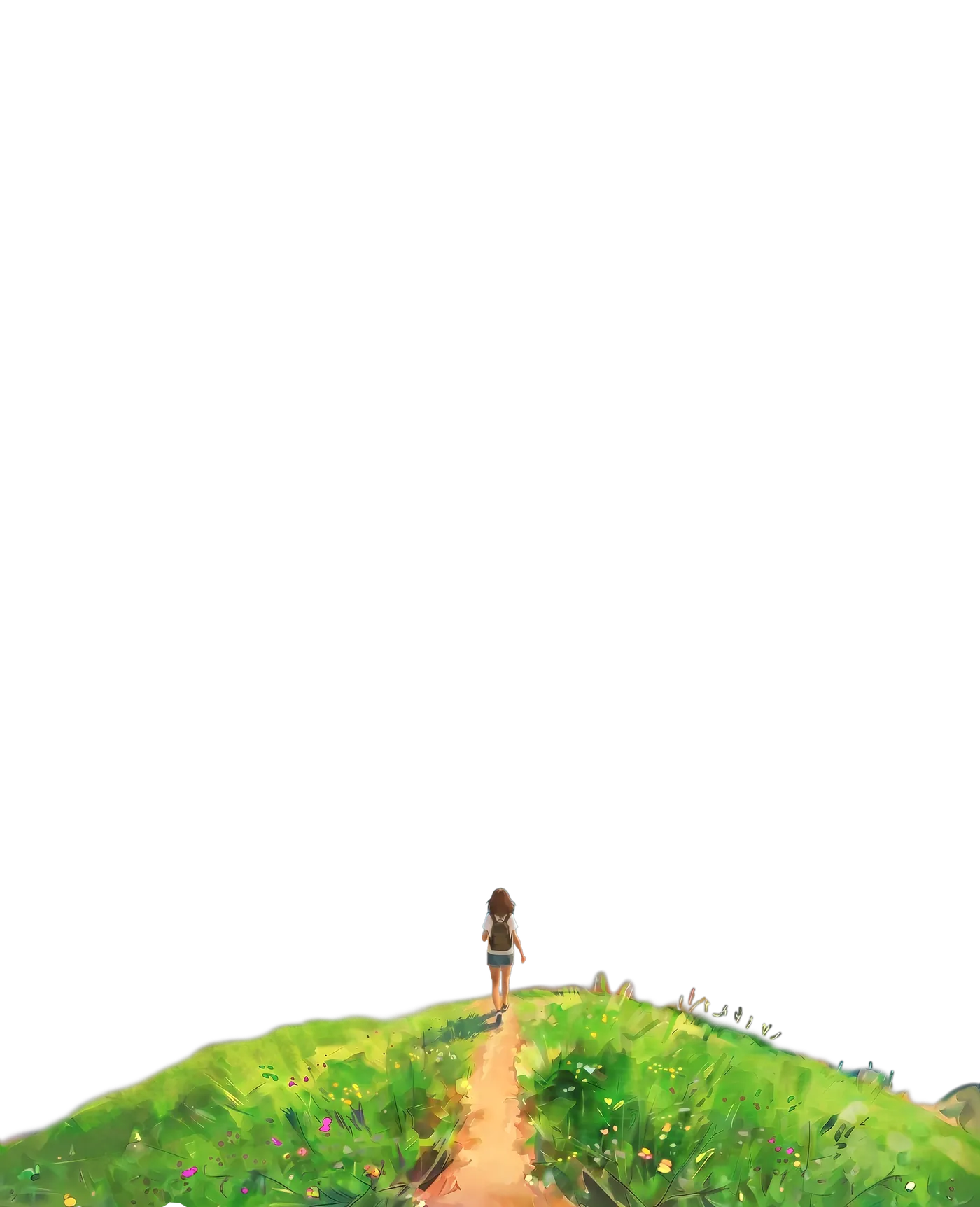 丘の上に立つ後ろ姿